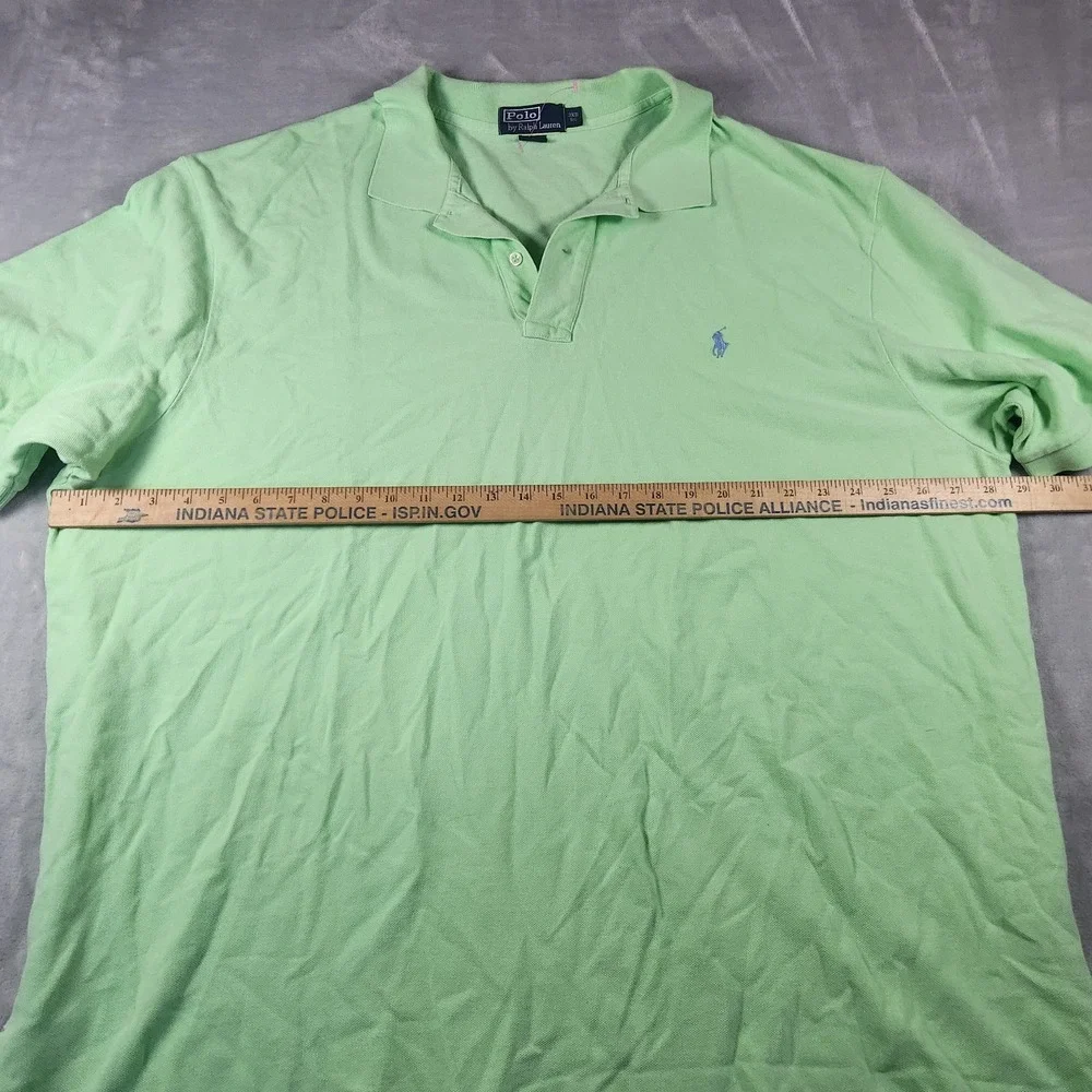 Polo Ralph Lauren Shirt‎ Mens 3XB Green Short Sleeve Pique Knit Polo Blue Pony